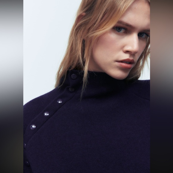 Women Zara Merino Wool Buttoned Sweater Size Large - Picture 4 of 11